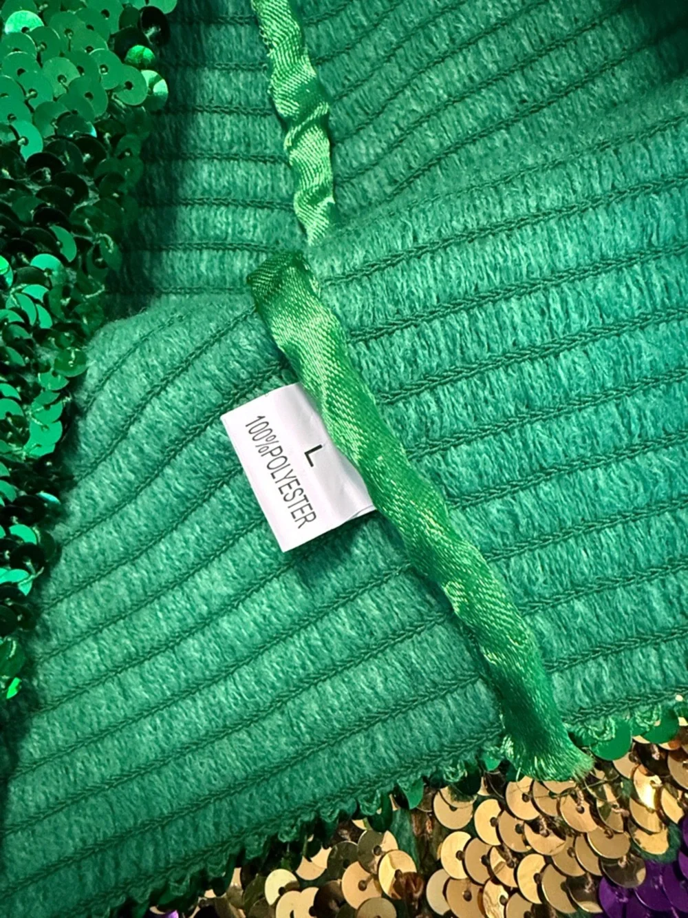Sequin Mardi Gras Block-Color Women’s Shorts - Green, Gold & Purple - Picture 3 of 3